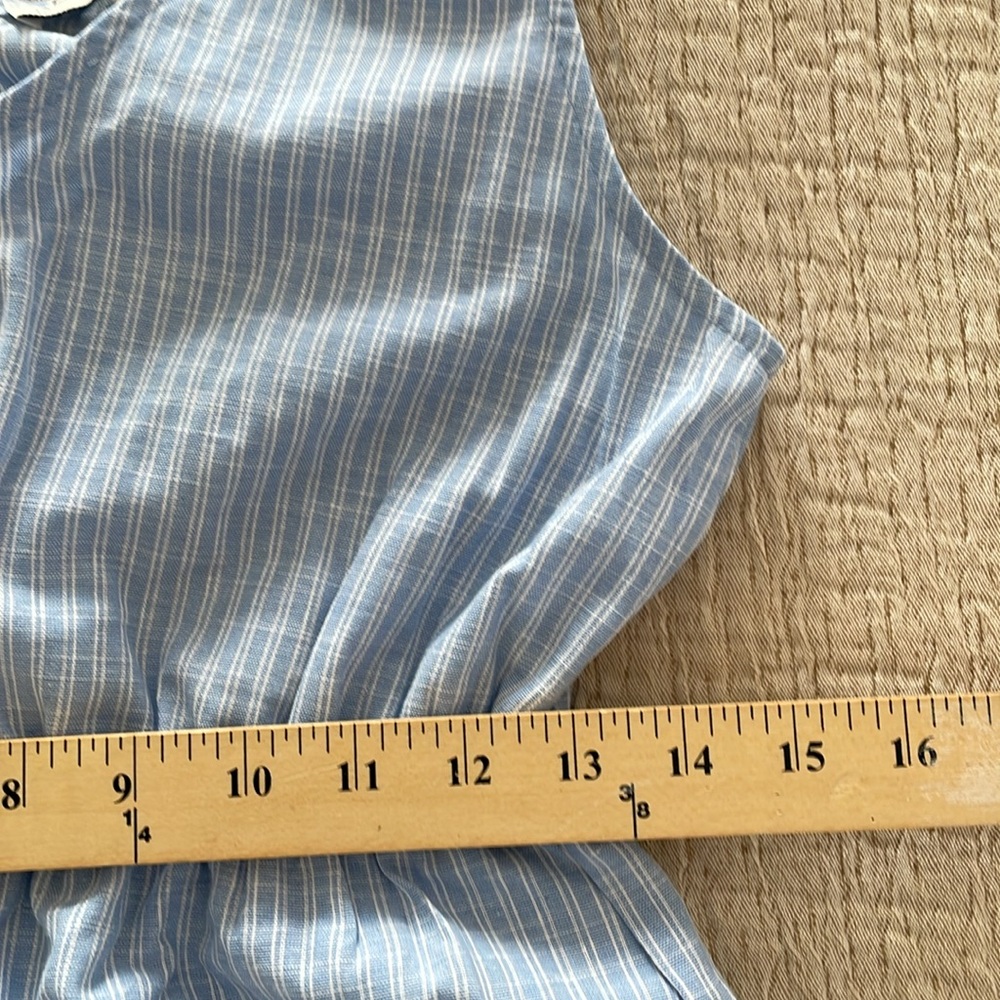 S: Moon River Cotton A-Line Dress Blue/White PinStriped Tiered V neck NWOT new! - Picture 9 of 10